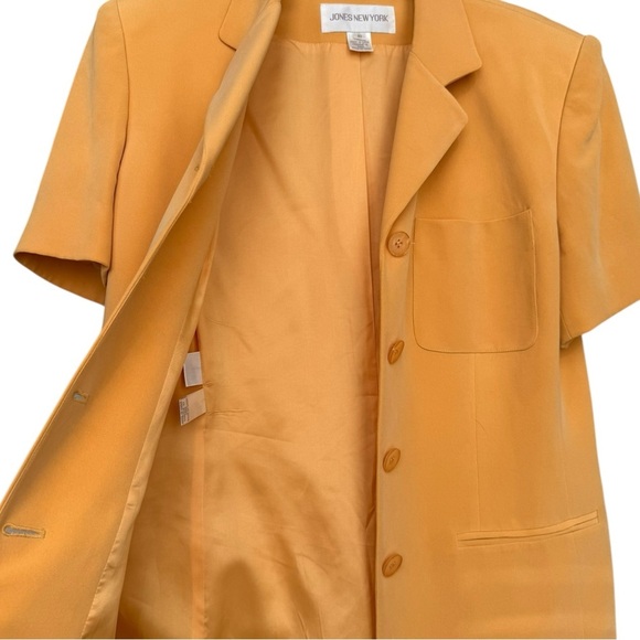 Vintage Silk Short Sleeve Blazer Size 10 Golden Yellow Minimalist 90s - Picture 7 of 7